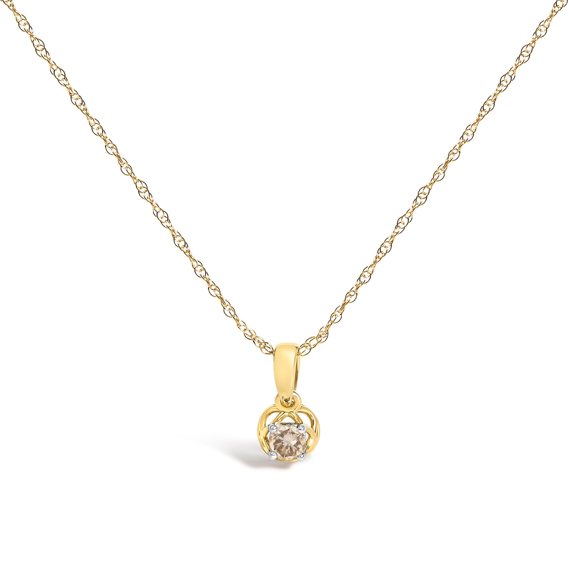 14K Yellow Gold Plated Silver 1/5 Cttw Diamond Openwork Pendant Necklace Bids.com