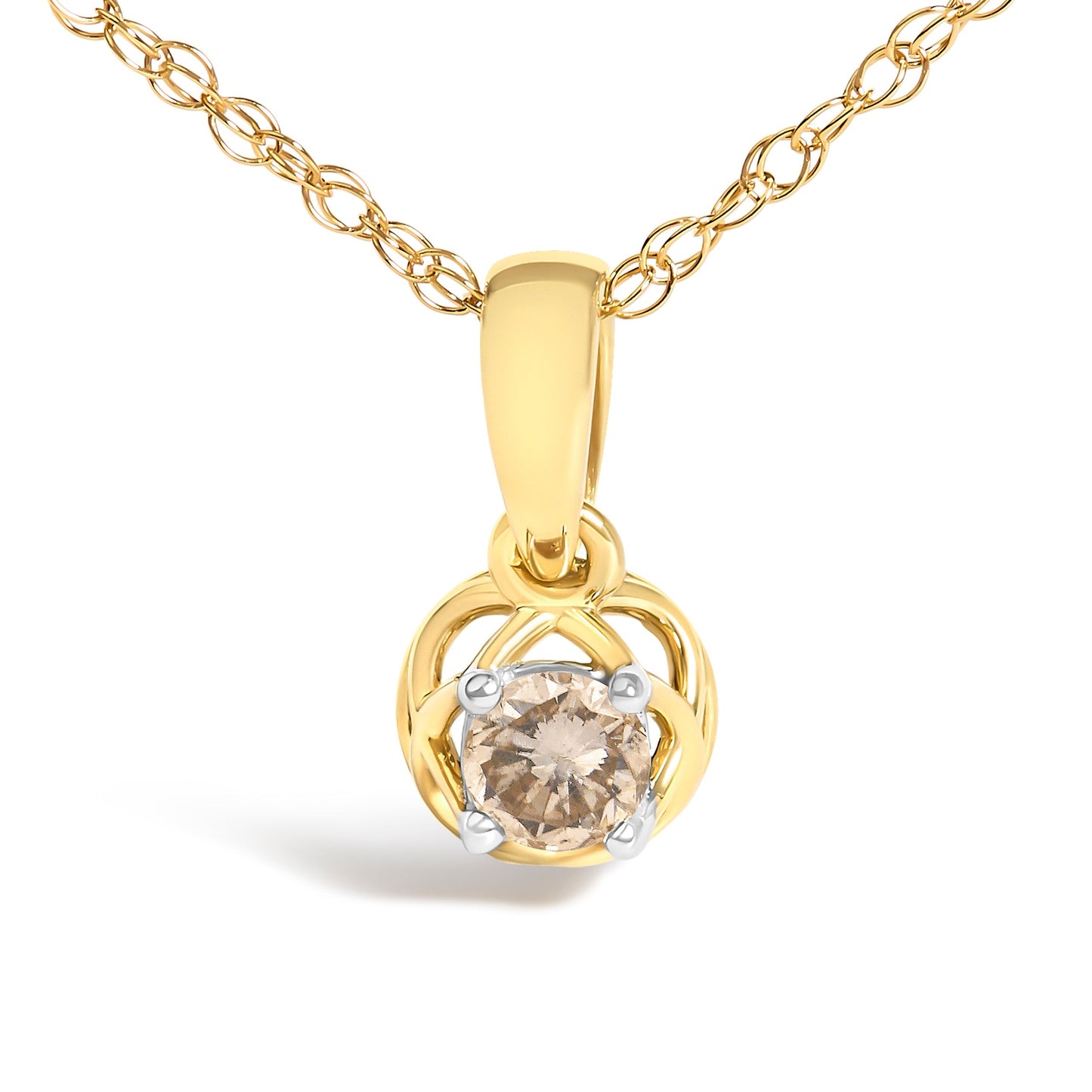 14K Yellow Gold Plated Silver 1/5 Cttw Diamond Openwork Pendant Necklace Bids.com