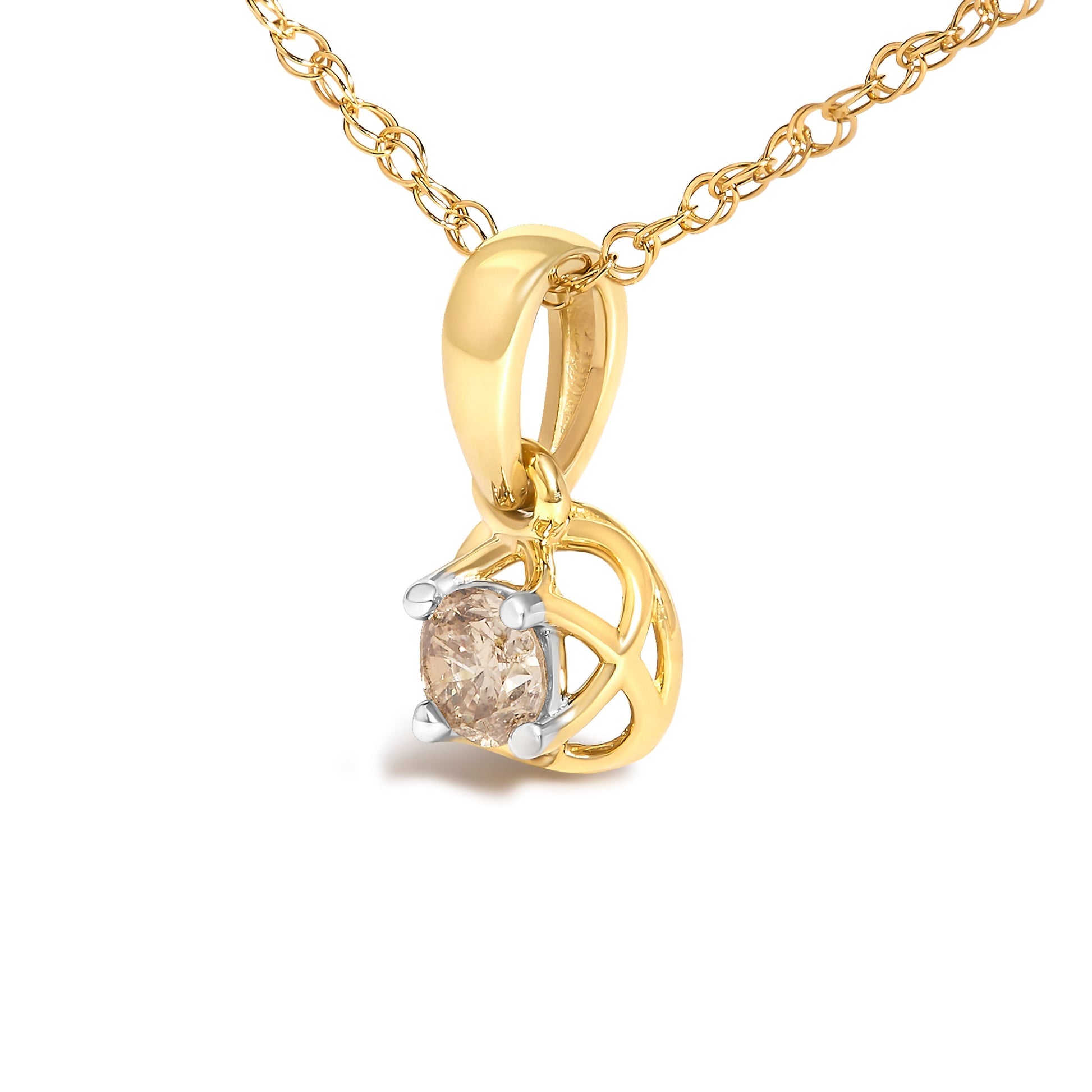 14K Yellow Gold Plated Silver 1/5 Cttw Diamond Openwork Pendant Necklace Bids.com