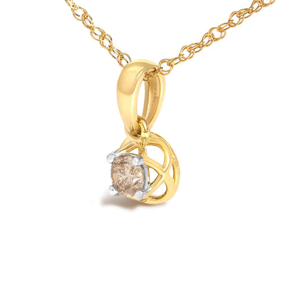 14K Yellow Gold Plated Silver 1/5 Cttw Diamond Openwork Pendant Necklace Bids.com