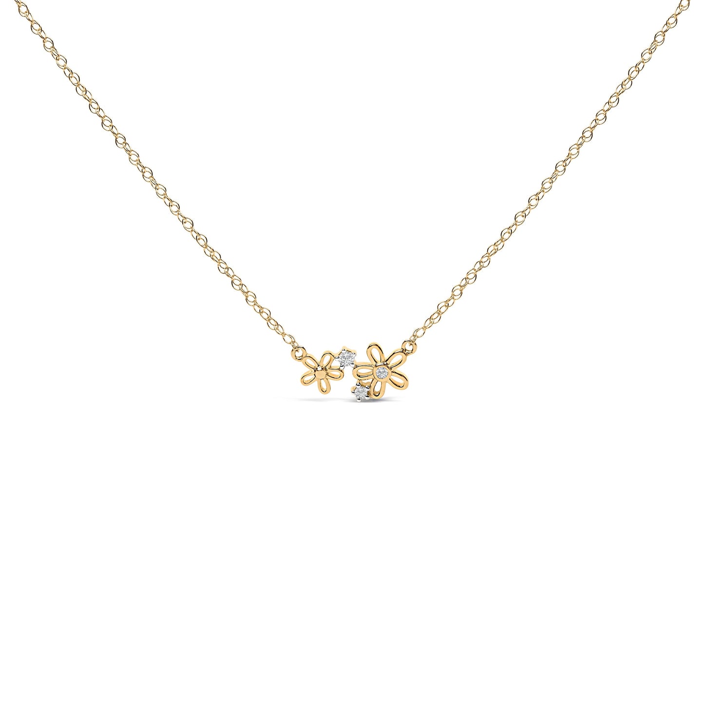 14K Yellow Gold Plated Sterling Silver Diamond Accent Floral Pendant Necklace Bids.com