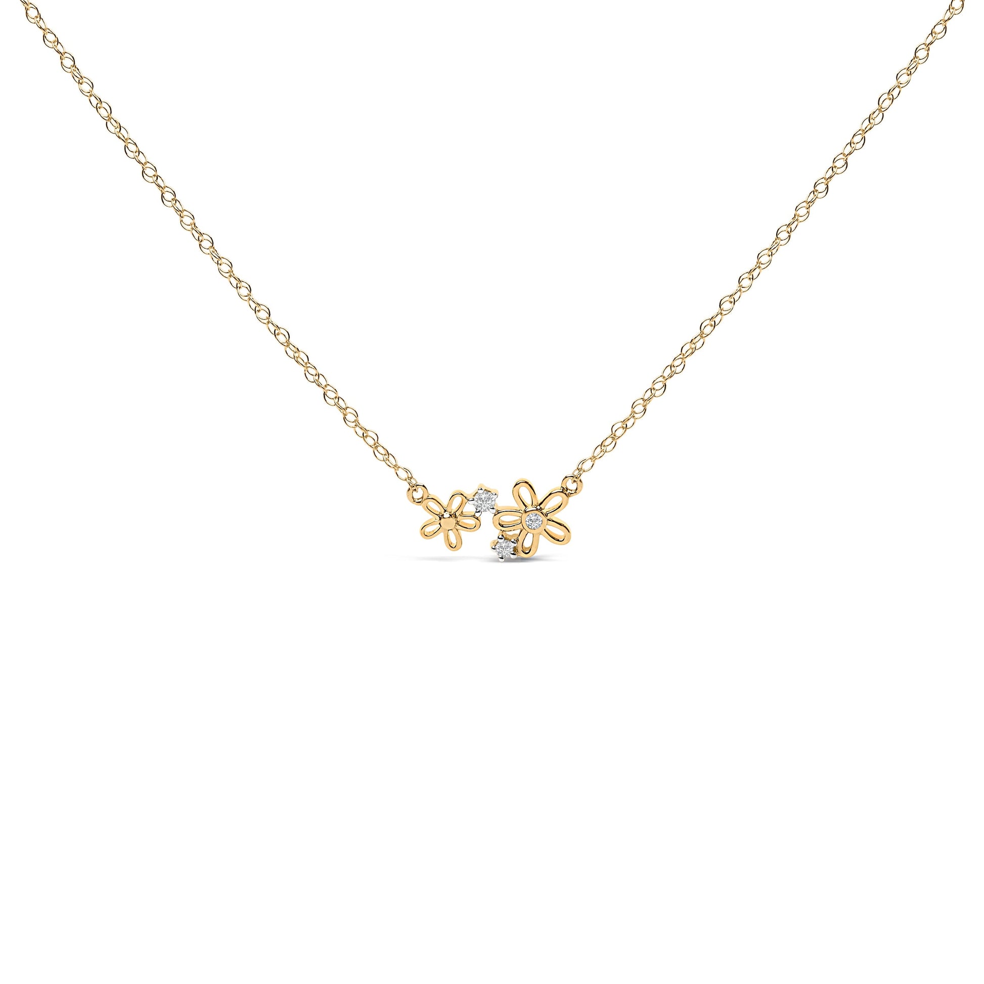 14K Yellow Gold Plated Sterling Silver Diamond Accent Floral Pendant Necklace Bids.com