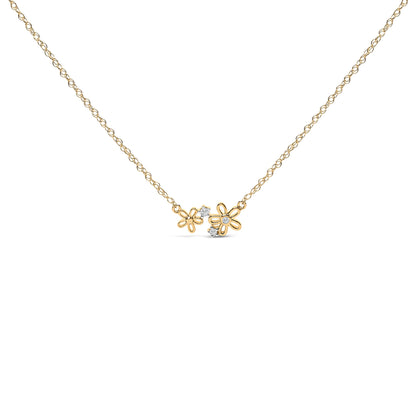 14K Yellow Gold Plated Sterling Silver Diamond Accent Floral Pendant Necklace Bids.com