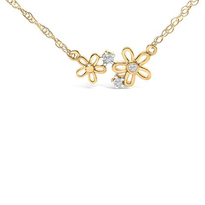 14K Yellow Gold Plated Sterling Silver Diamond Accent Floral Pendant Necklace Bids.com
