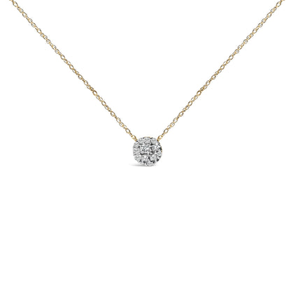 14K Yellow Gold Plated Sterling Silver 3/8 Cttw Diamond Cluster Pendant Necklace Bids.com