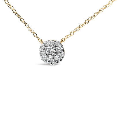 14K Yellow Gold Plated Sterling Silver 3/8 Cttw Diamond Cluster Pendant Necklace Bids.com