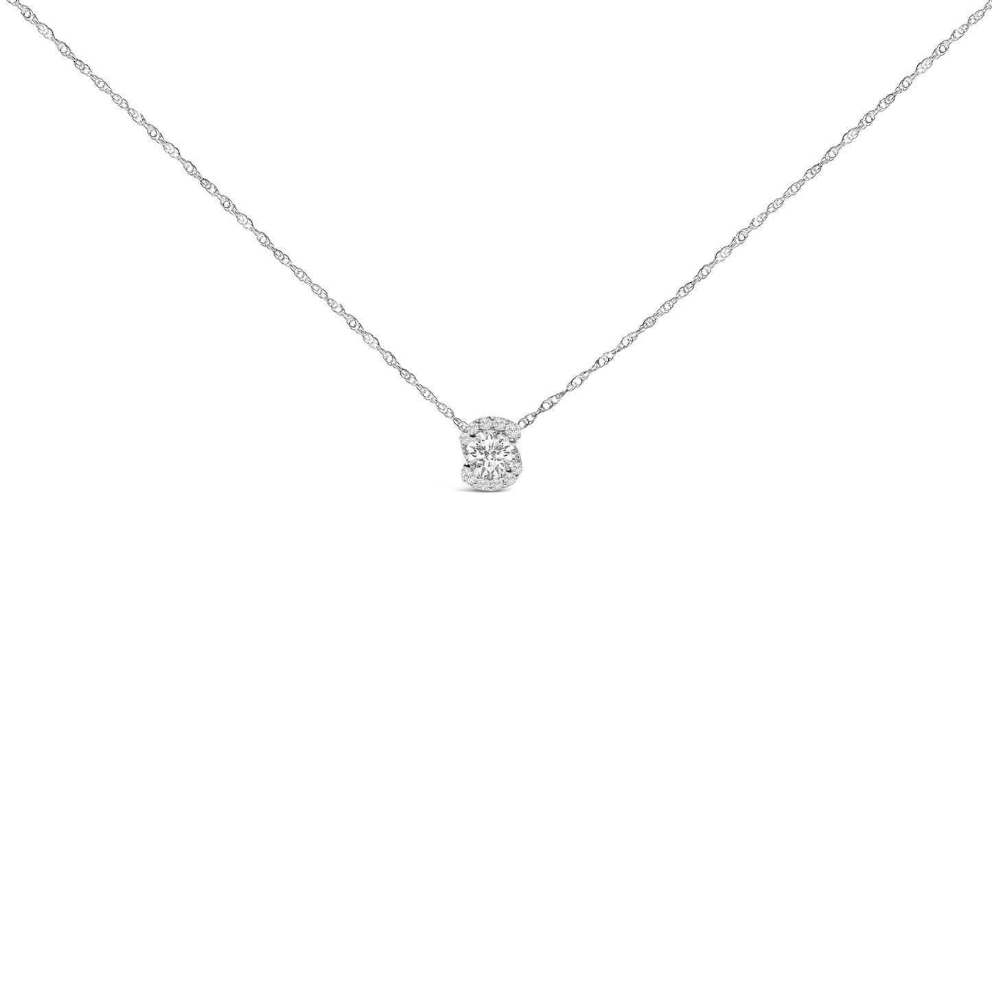 .925 Sterling Silver 1.0 Cttw Lab Grown Round-Cut Diamond Pendant Necklace 18" Bids.com