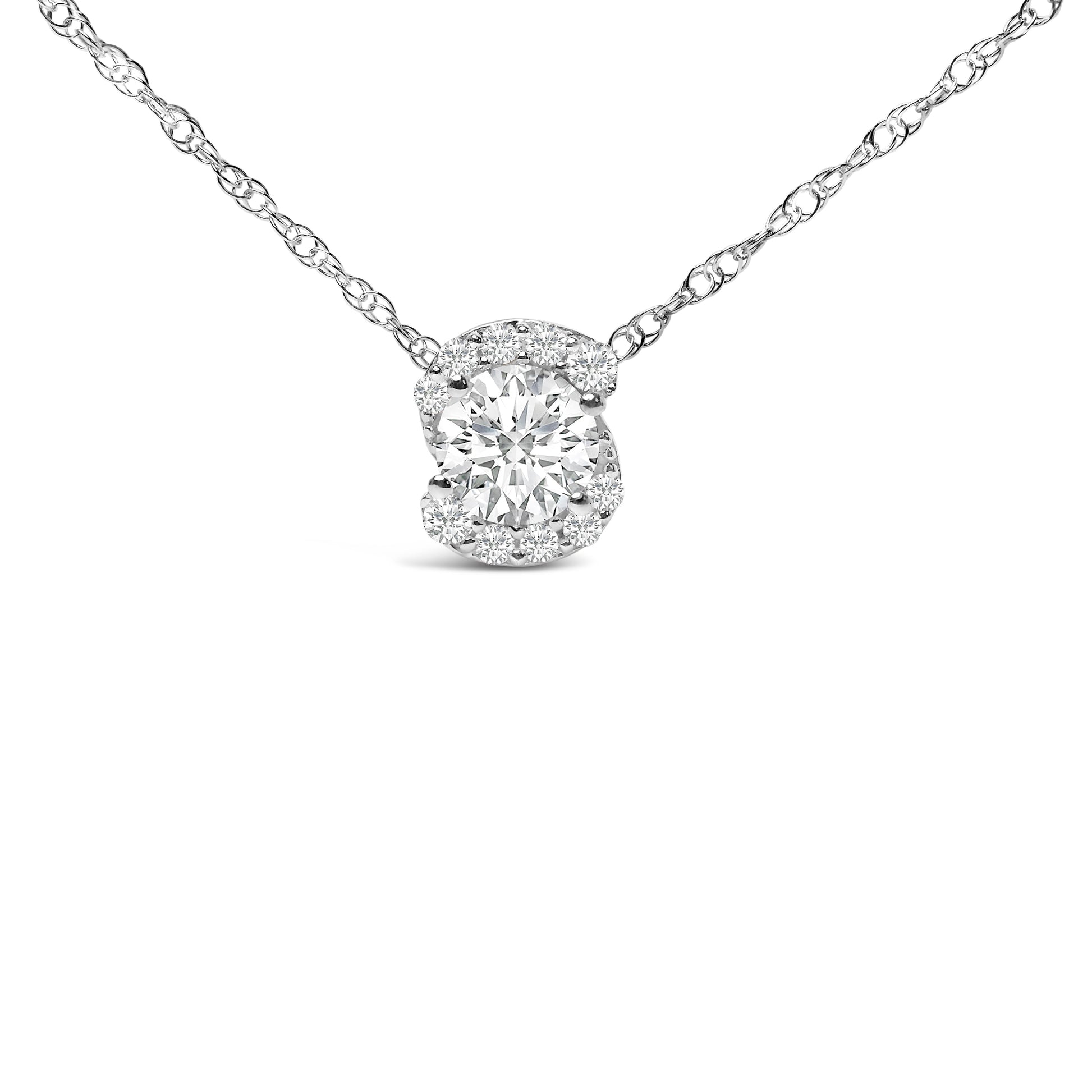 .925 Sterling Silver 1.0 Cttw Lab Grown Round-Cut Diamond Pendant Necklace 18" Bids.com