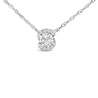 .925 Sterling Silver 1.0 Cttw Lab Grown Round-Cut Diamond Pendant Necklace 18" Bids.com
