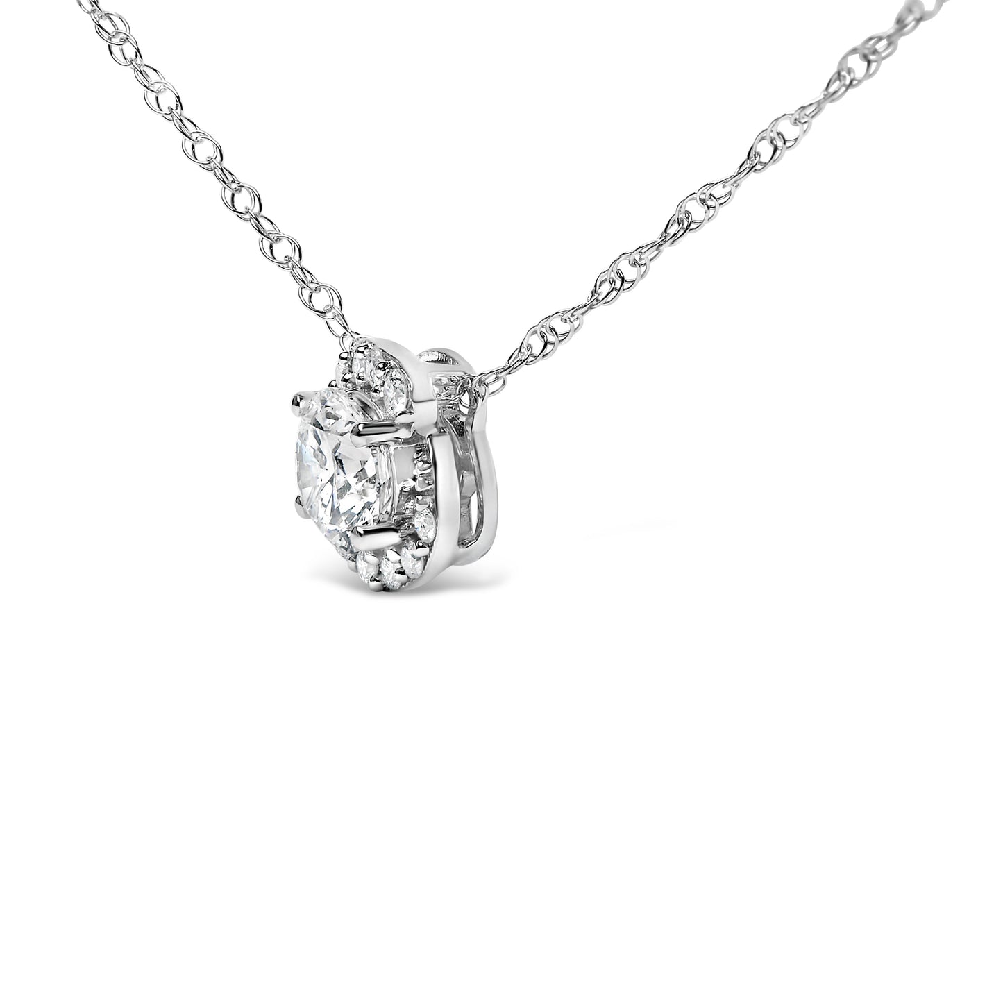 .925 Sterling Silver 1.0 Cttw Lab Grown Round-Cut Diamond Pendant Necklace 18" Bids.com