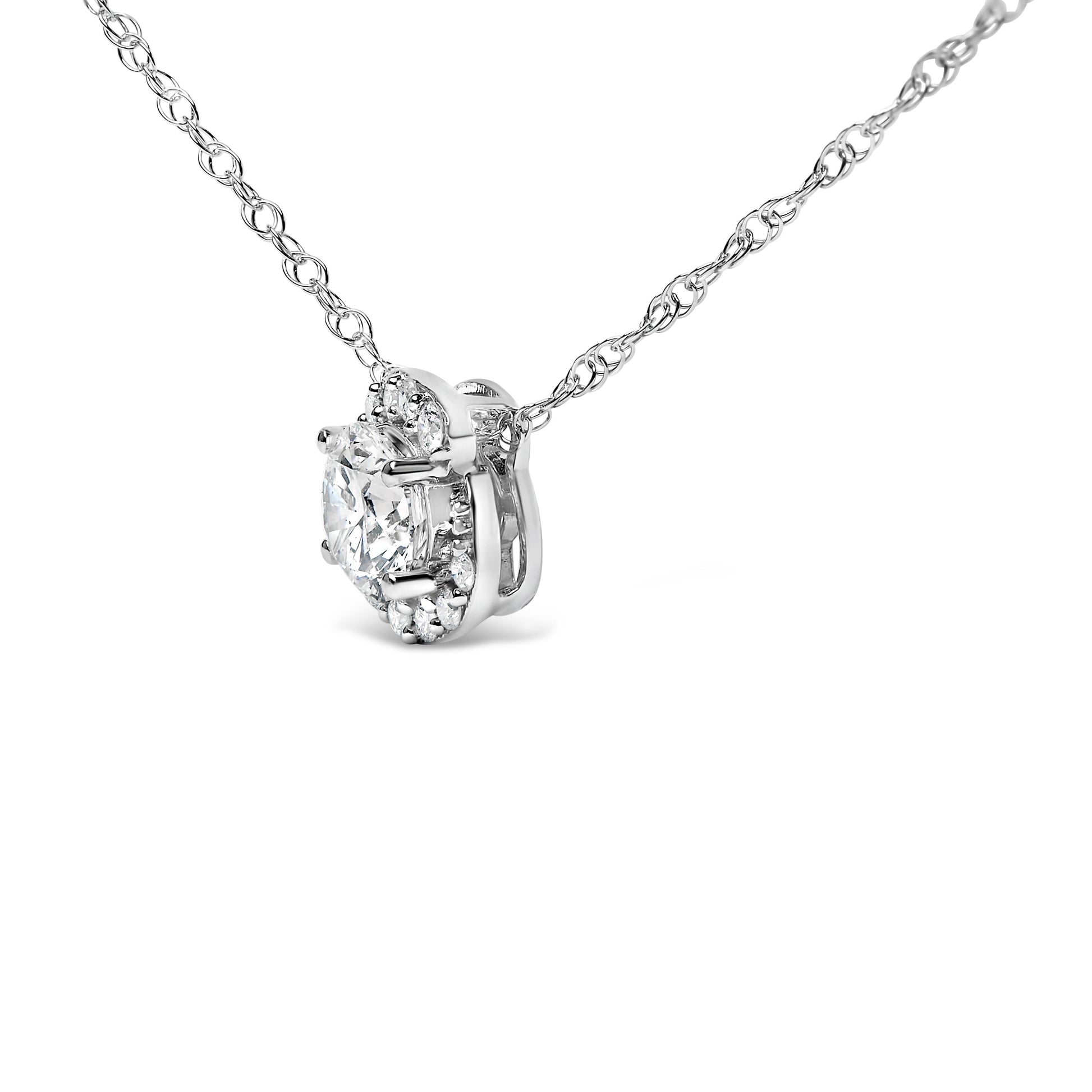 .925 Sterling Silver 1.0 Cttw Lab Grown Round-Cut Diamond Pendant Necklace 18" Bids.com