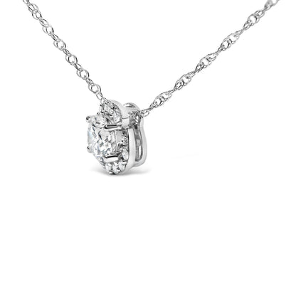 .925 Sterling Silver 1.0 Cttw Lab Grown Round-Cut Diamond Pendant Necklace 18" Bids.com