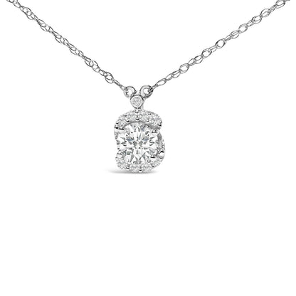 Sterling Silver 1.00 Cttw Lab Grown Diamond Oval Halo Pendant Bezel Station Necklace Bids.com