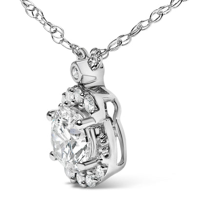 Sterling Silver 1.00 Cttw Lab Grown Diamond Oval Halo Pendant Bezel Station Necklace Bids.com