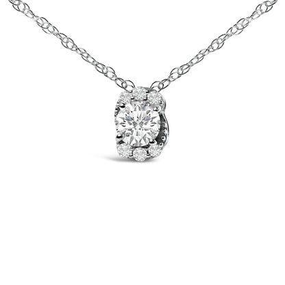 Sterling Silver 1/2 Cttw Lab Grown Diamond Oval Halo Pendant Necklace Bids.com