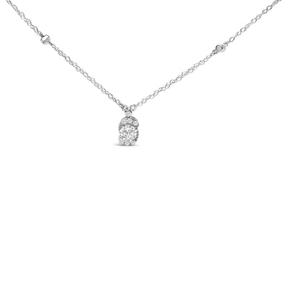 Sterling Silver 5/8 Cttw Lab Grown Diamond Oval Halo Pendant Necklace Bids.com