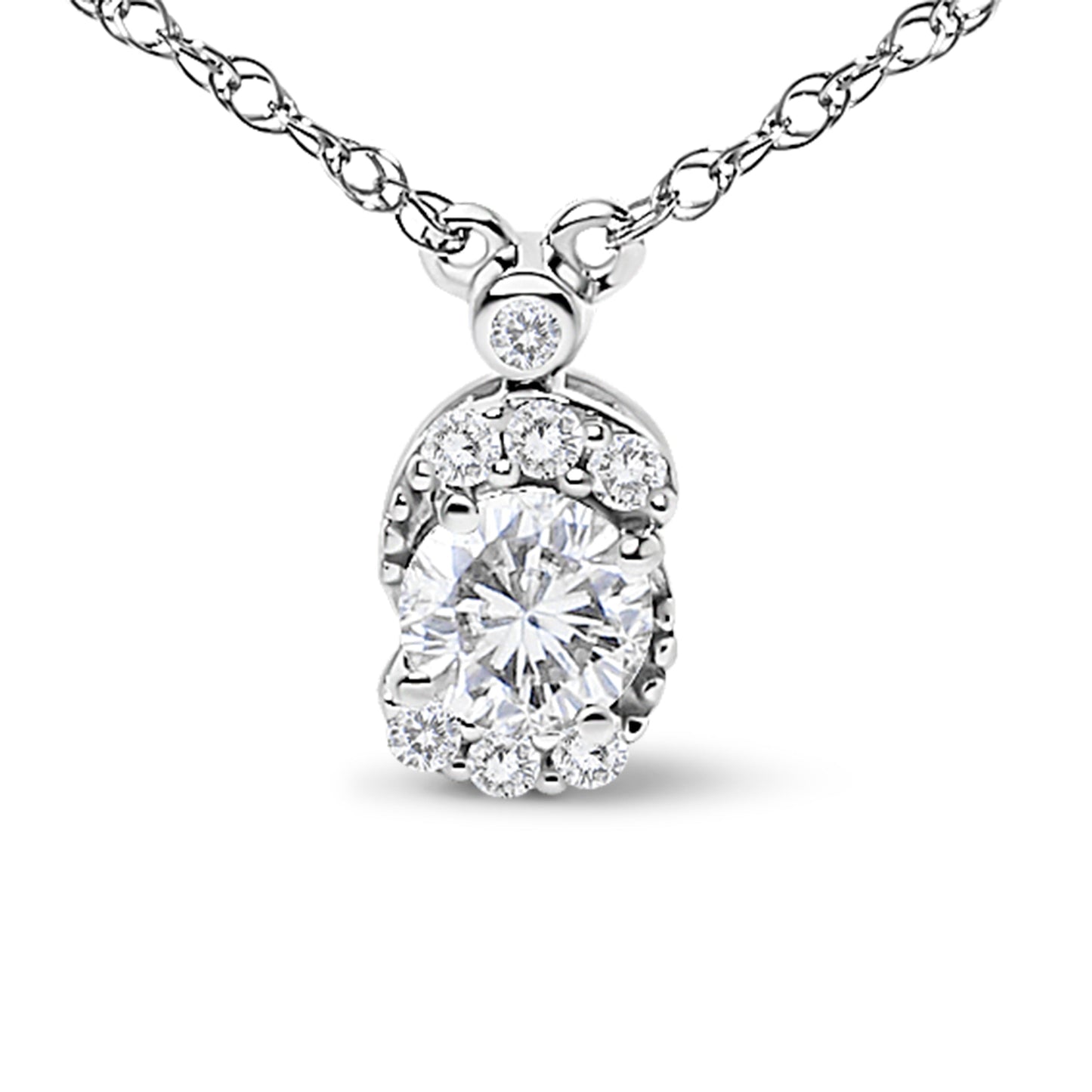 Sterling Silver 5/8 Cttw Lab Grown Diamond Oval Halo Pendant Necklace Bids.com