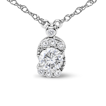 Sterling Silver 5/8 Cttw Lab Grown Diamond Oval Halo Pendant Necklace Bids.com