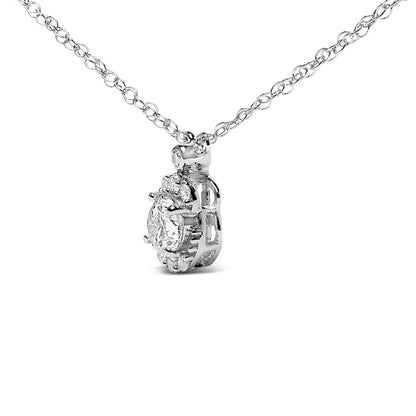 Sterling Silver 5/8 Cttw Lab Grown Diamond Oval Halo Pendant Necklace Bids.com