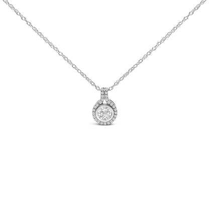 Sterling Silver 3/4 Cttw Lab Grown Diamond Halo Pendant Necklace Bids.com