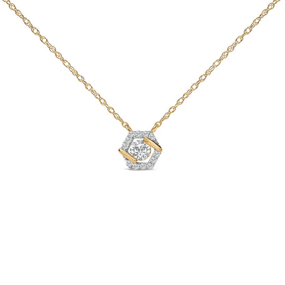 14K Yellow Gold Plated Sterling Silver 3/8 Cttw Lab Grown Diamond Hex Halo Pendant Necklace Bids.com