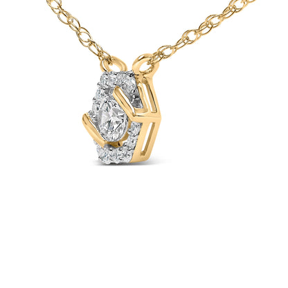14K Yellow Gold Plated Sterling Silver 3/8 Cttw Lab Grown Diamond Hex Halo Pendant Necklace Bids.com