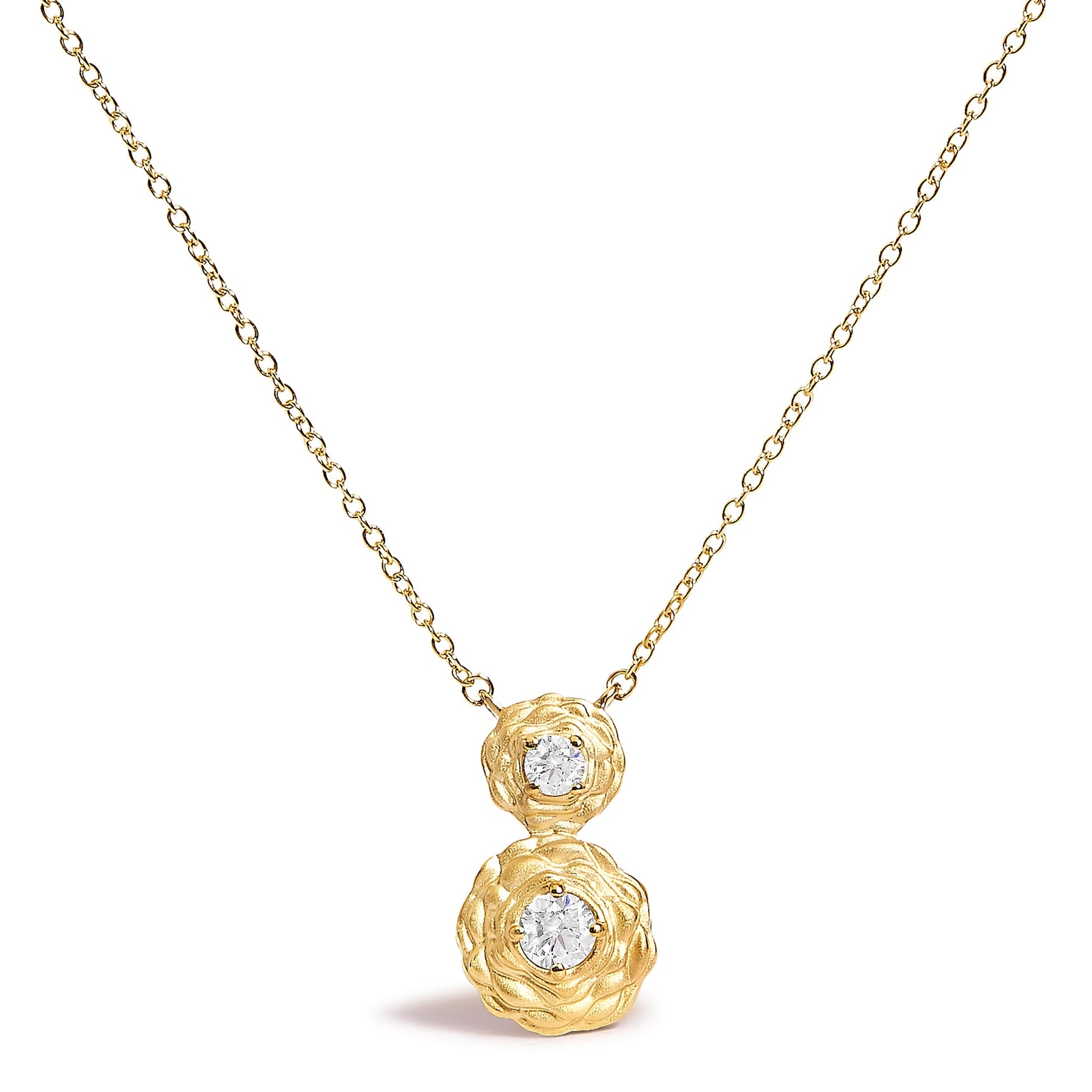 14K Yellow Gold Plated Sterling Silver 1/2 Cttw Lab Grown Diamond Rose Pendant Necklace Bids.com