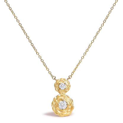 14K Yellow Gold Plated Sterling Silver 1/2 Cttw Lab Grown Diamond Rose Pendant Necklace Bids.com
