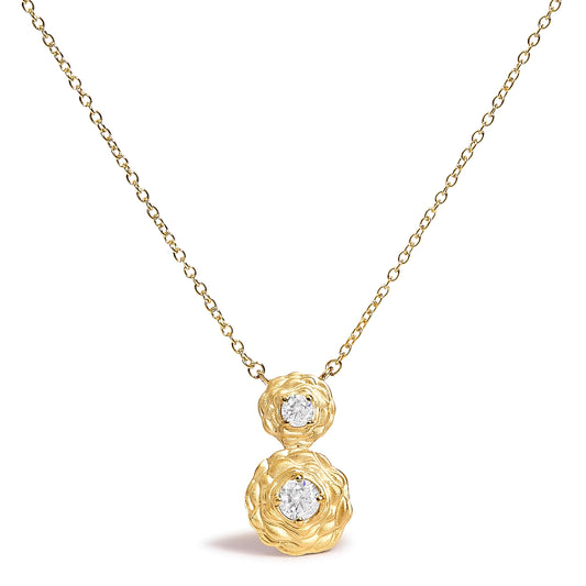 14K Yellow Gold Plated Sterling Silver 1/2 Cttw Lab Grown Diamond Rose Pendant Necklace Bids.com