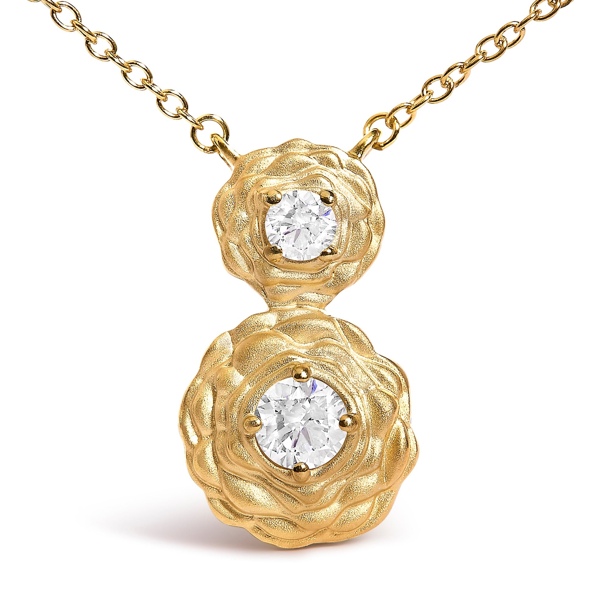 14K Yellow Gold Plated Sterling Silver 1/2 Cttw Lab Grown Diamond Rose Pendant Necklace Bids.com
