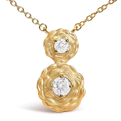 14K Yellow Gold Plated Sterling Silver 1/2 Cttw Lab Grown Diamond Rose Pendant Necklace Bids.com
