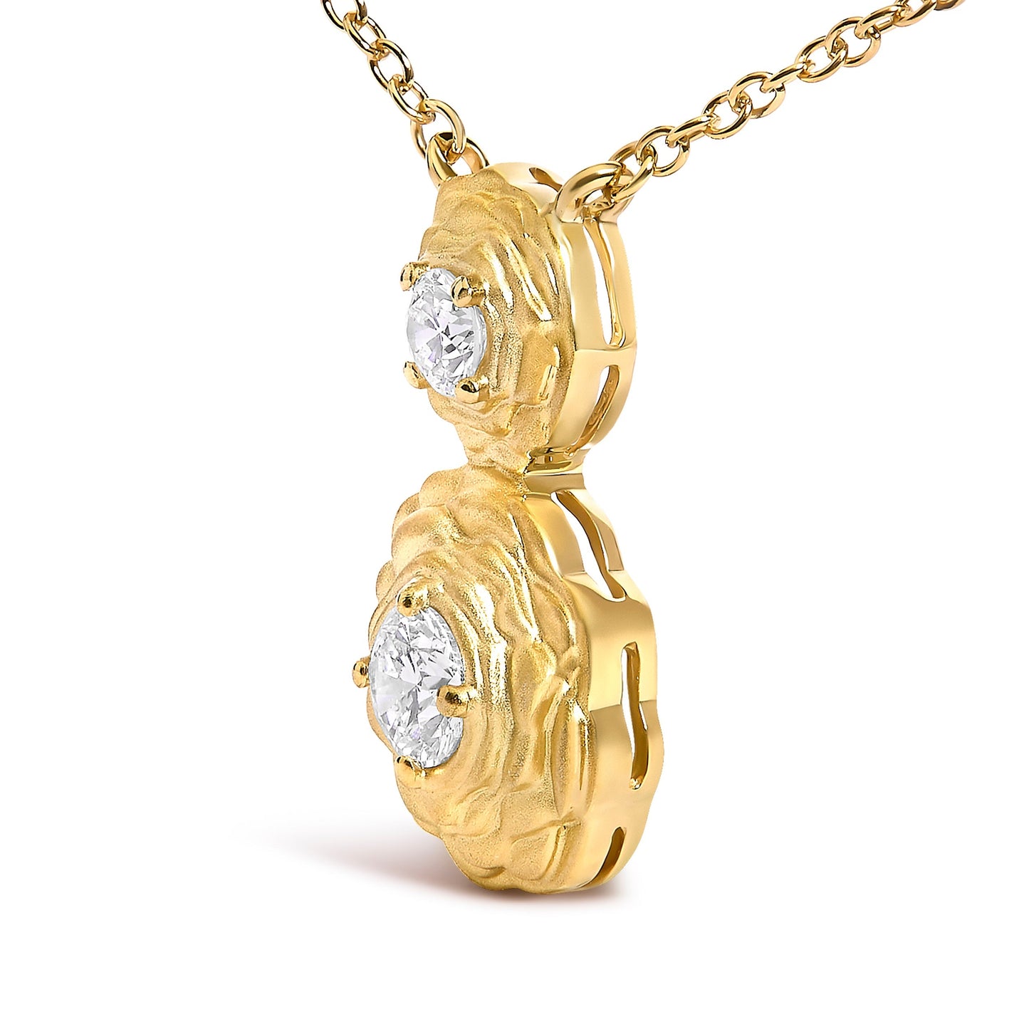 14K Yellow Gold Plated Sterling Silver 1/2 Cttw Lab Grown Diamond Rose Pendant Necklace Bids.com