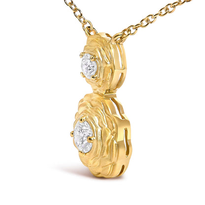 14K Yellow Gold Plated Sterling Silver 1/2 Cttw Lab Grown Diamond Rose Pendant Necklace Bids.com