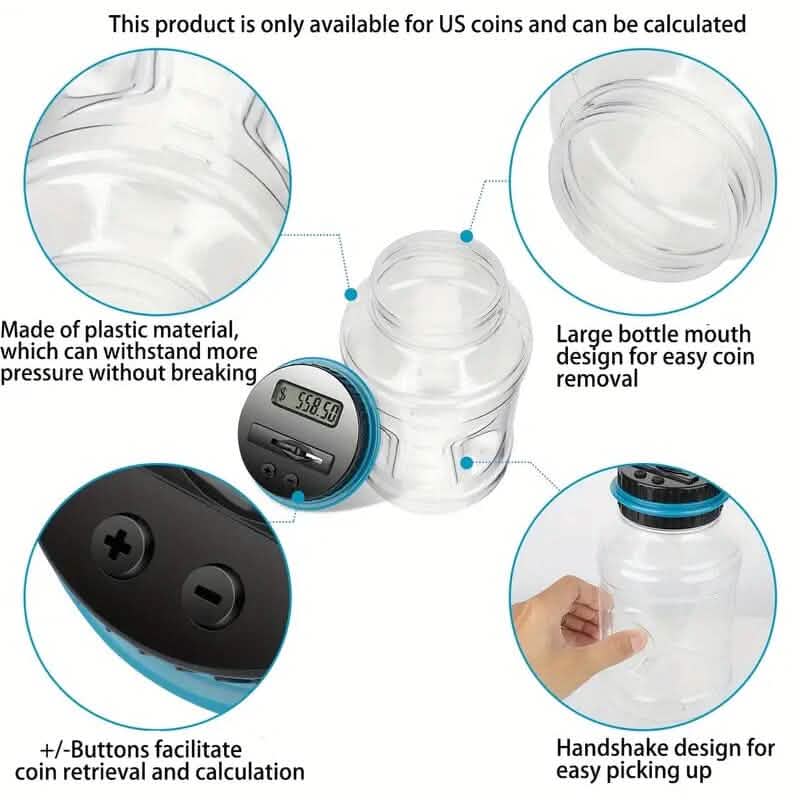 800+ Coin Capacity Digital Counting Money Jar DailySale