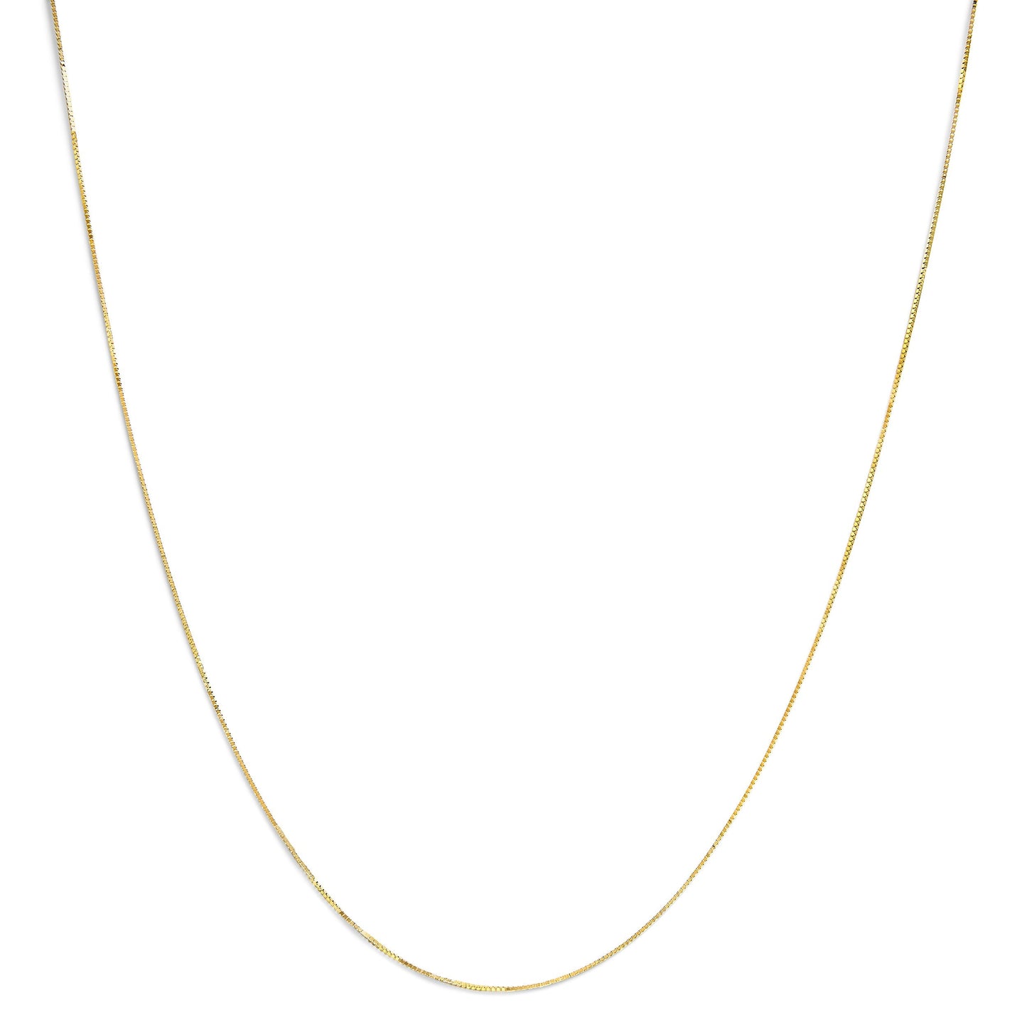 Solid 14K Yellow Gold 0.75mm Classic Box Chain Necklace. Unisex Chain - Size 16 Inches Bids.com