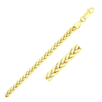 3.3mm 14k Yellow Gold Light Weight Wheat Bracelet Bids.com