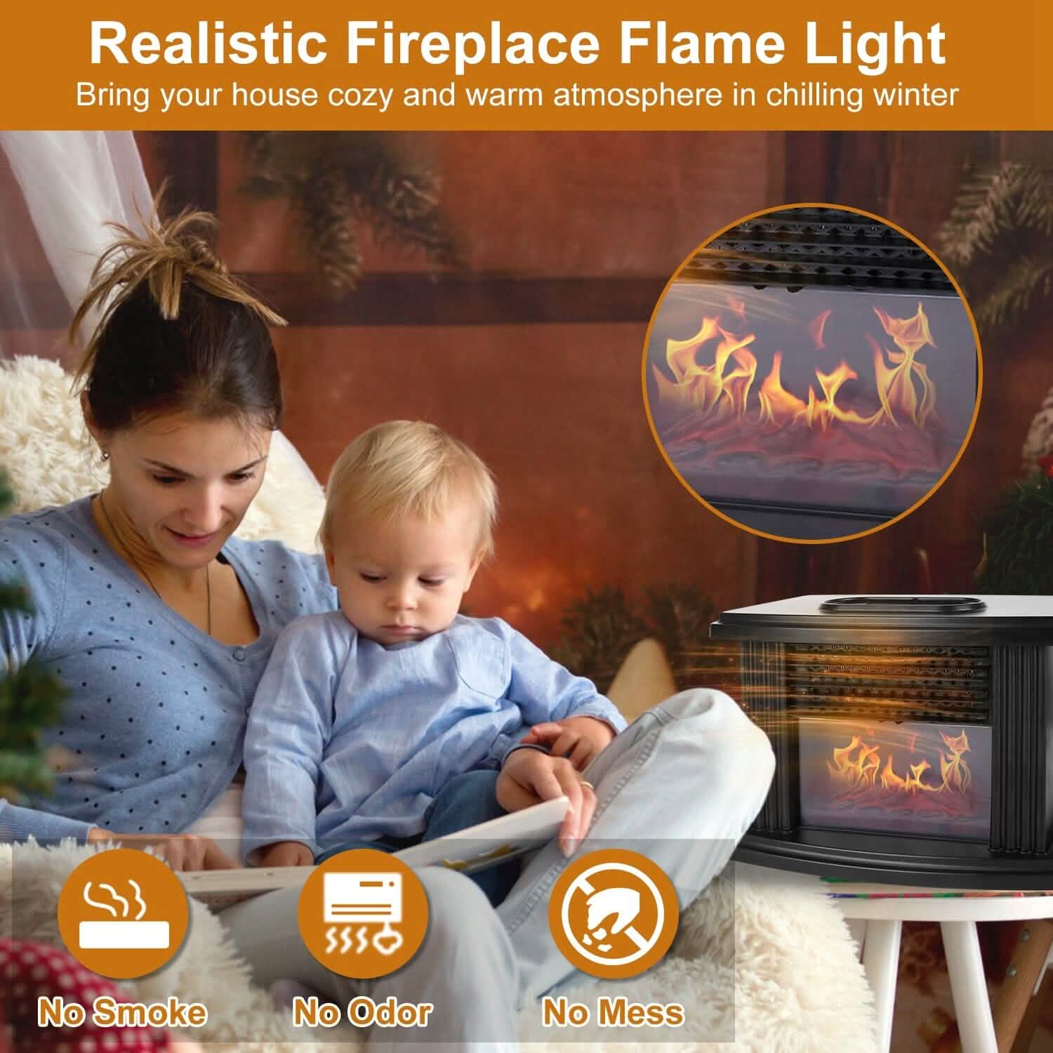 800W Artificial Flame Stove Electric Fireplace Heater DailySale