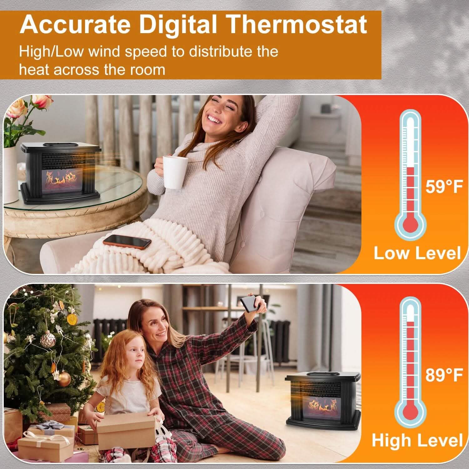 800W Artificial Flame Stove Electric Fireplace Heater DailySale