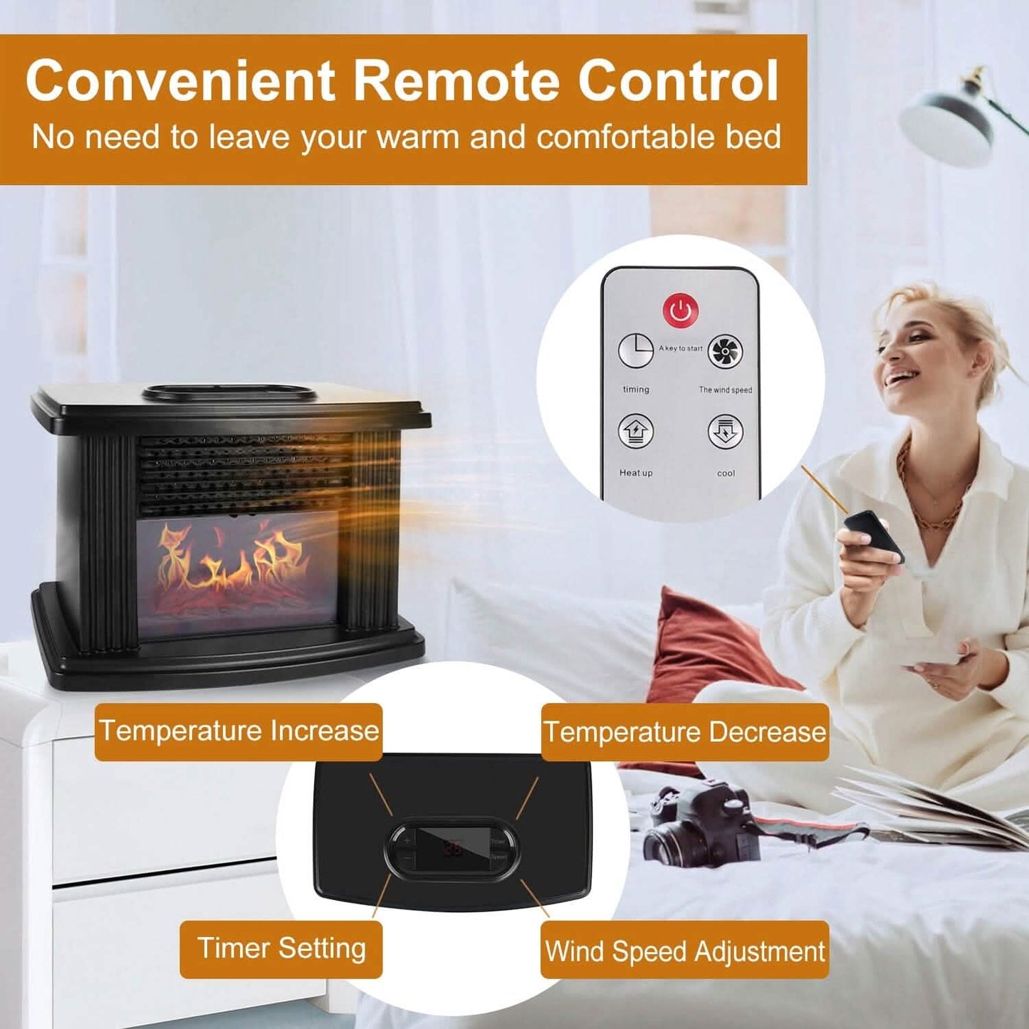 800W Artificial Flame Stove Electric Fireplace Heater DailySale
