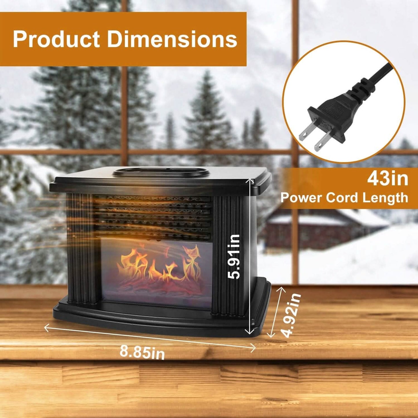 800W Artificial Flame Stove Electric Fireplace Heater DailySale