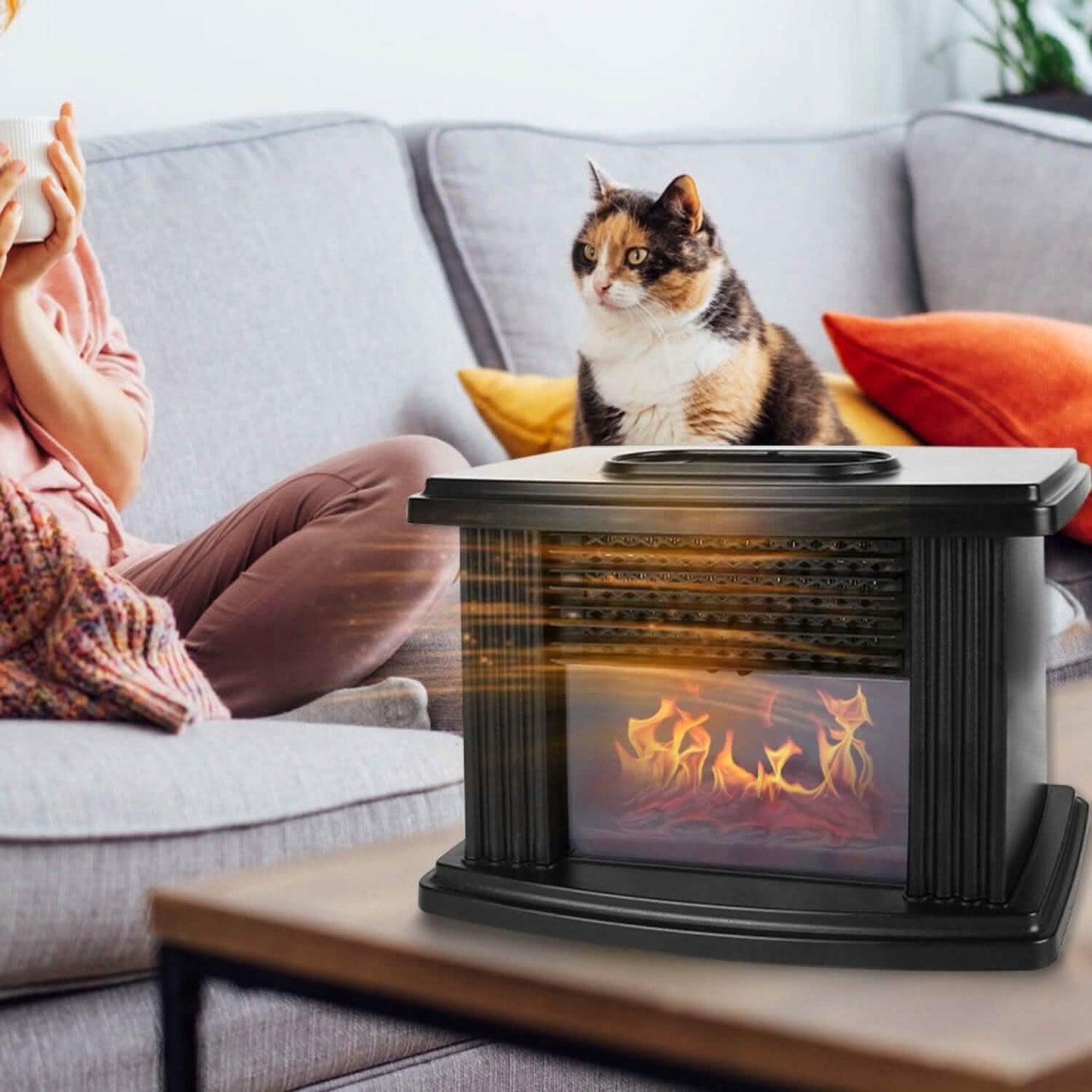 800W Artificial Flame Stove Electric Fireplace Heater DailySale