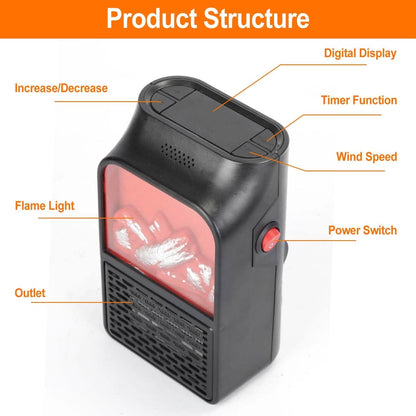 800w Plug-In Space Heater Wall Outlet with 360° Rotatable Plug DailySale
