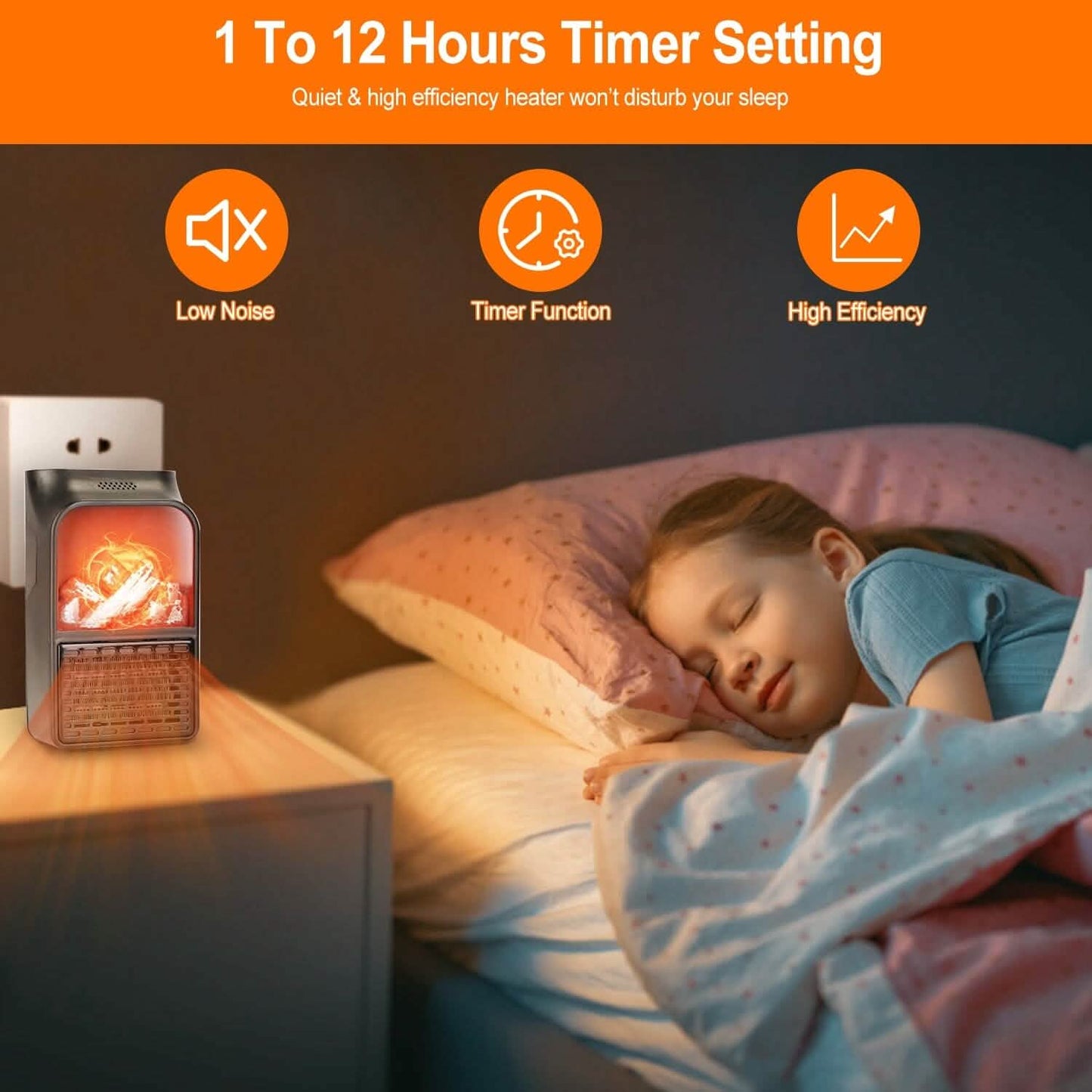 800w Plug-In Space Heater Wall Outlet with 360° Rotatable Plug DailySale