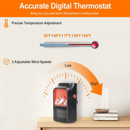 800w Plug-In Space Heater Wall Outlet with 360° Rotatable Plug DailySale