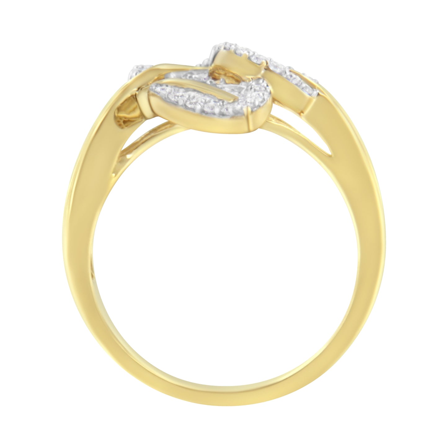 10k Yellow and White Gold 1/2 Cttw Baguette and Round Diamond Bypass Triple Leaf Ring (I-J Color, I1-I2 Clarity) - Size 7 Bids.com