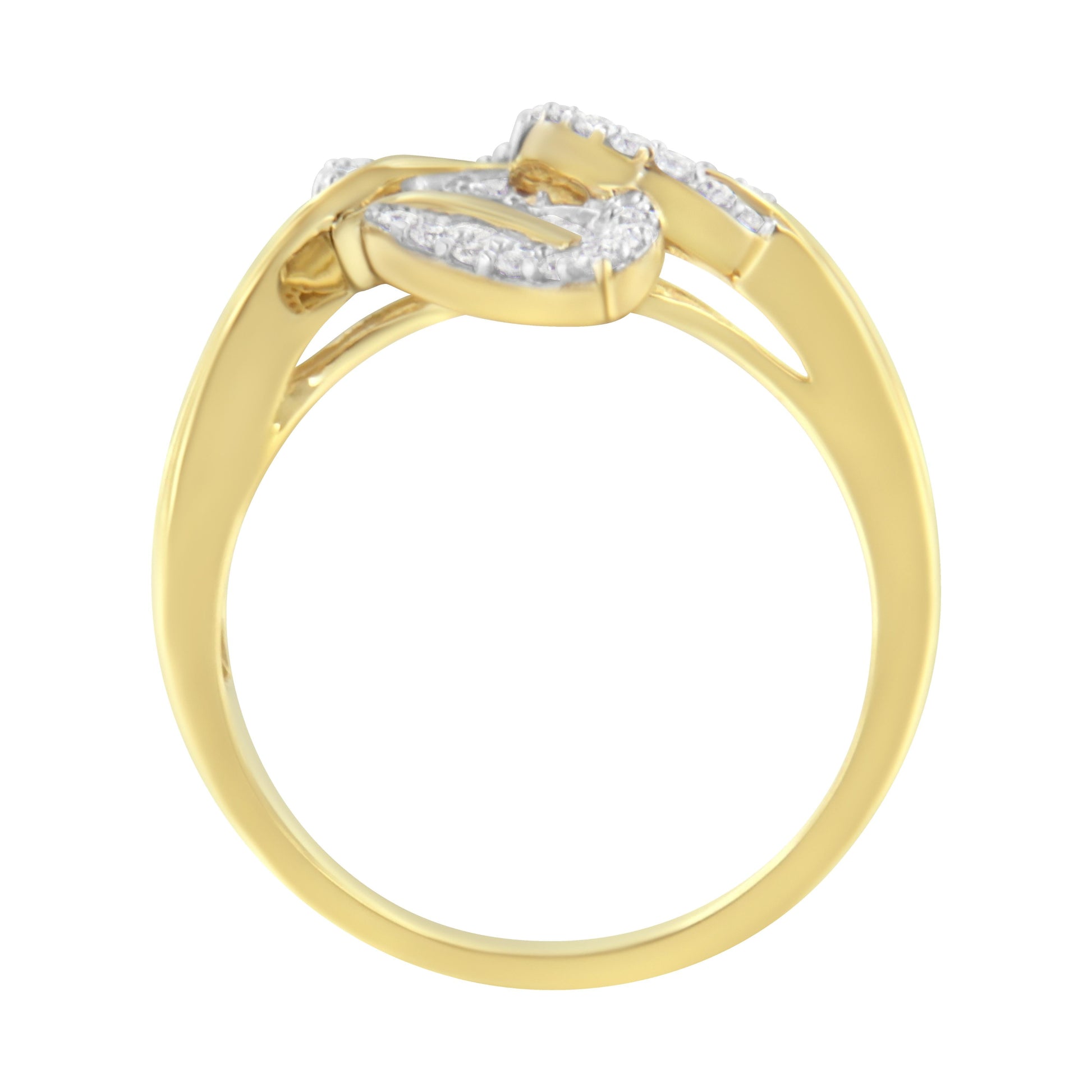 10k Yellow and White Gold 1/2 Cttw Baguette and Round Diamond Bypass Triple Leaf Ring (I-J Color, I1-I2 Clarity) - Size 7 Bids.com