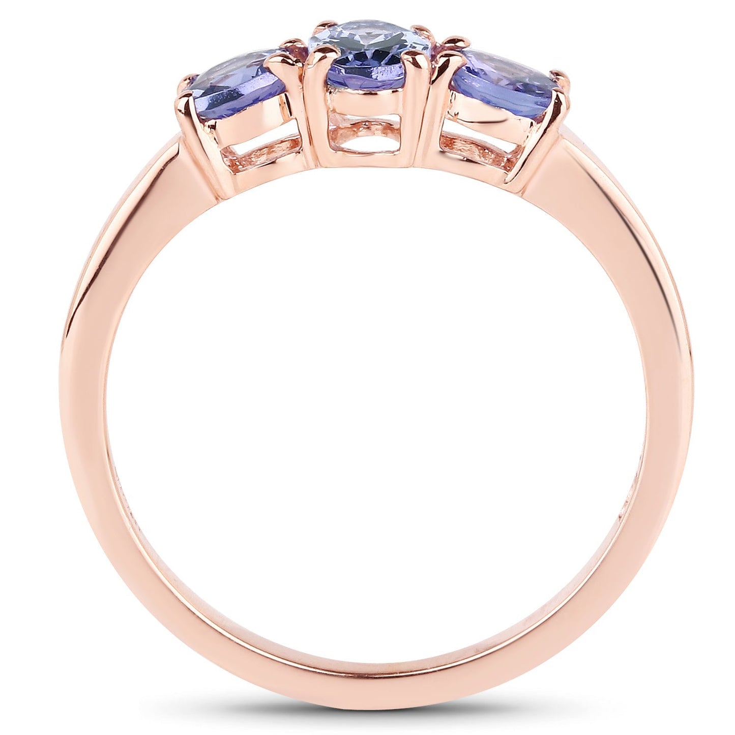 18K Rose Gold Plated 0.90 Carat Genuine Tanzanite .925 Sterling Silver Ring Bids.com