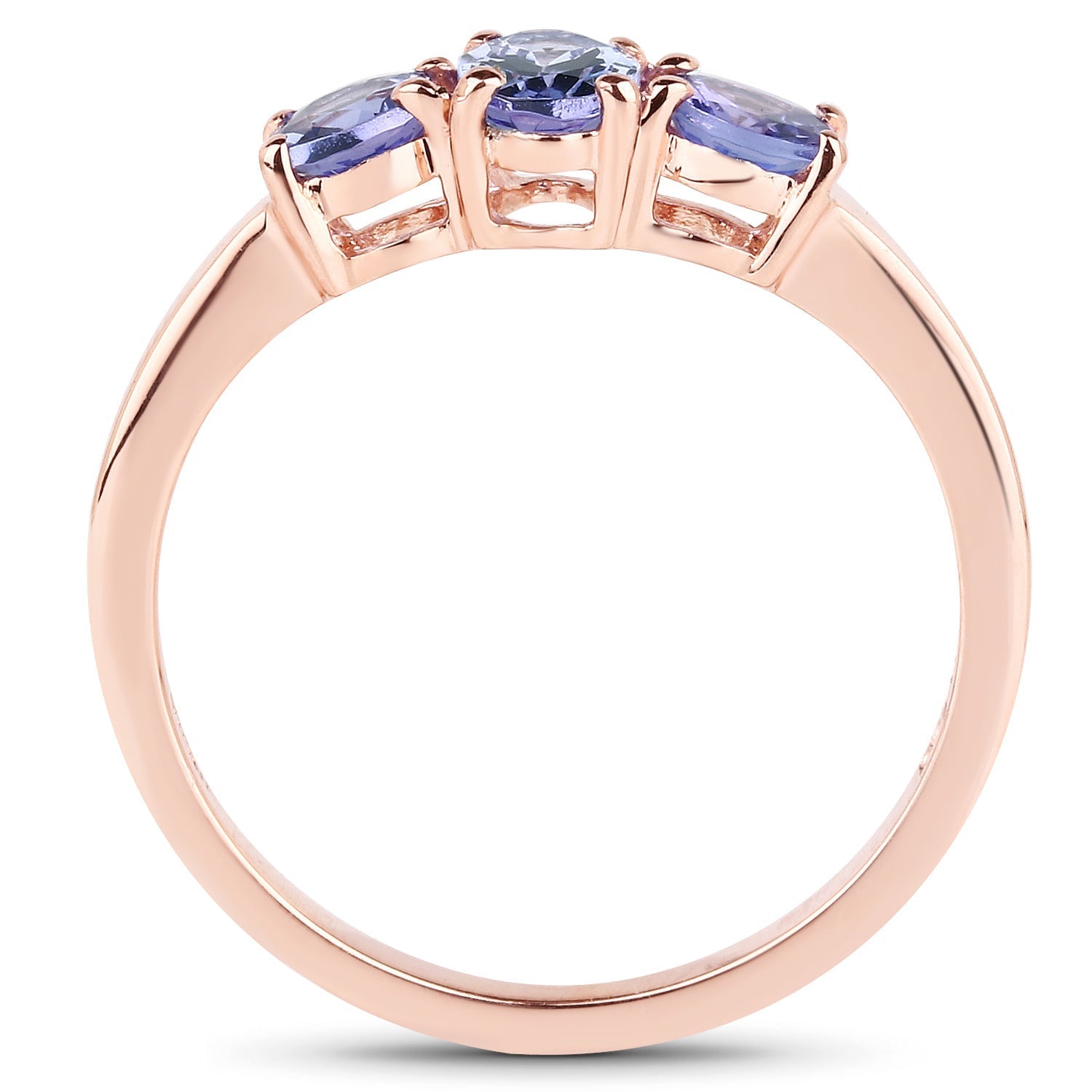18K Rose Gold Plated 0.90 Carat Genuine Tanzanite .925 Sterling Silver Ring Bids.com