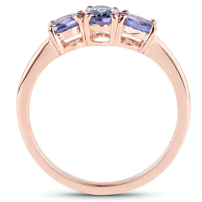 18K Rose Gold Plated 0.90 Carat Genuine Tanzanite .925 Sterling Silver Ring Bids.com