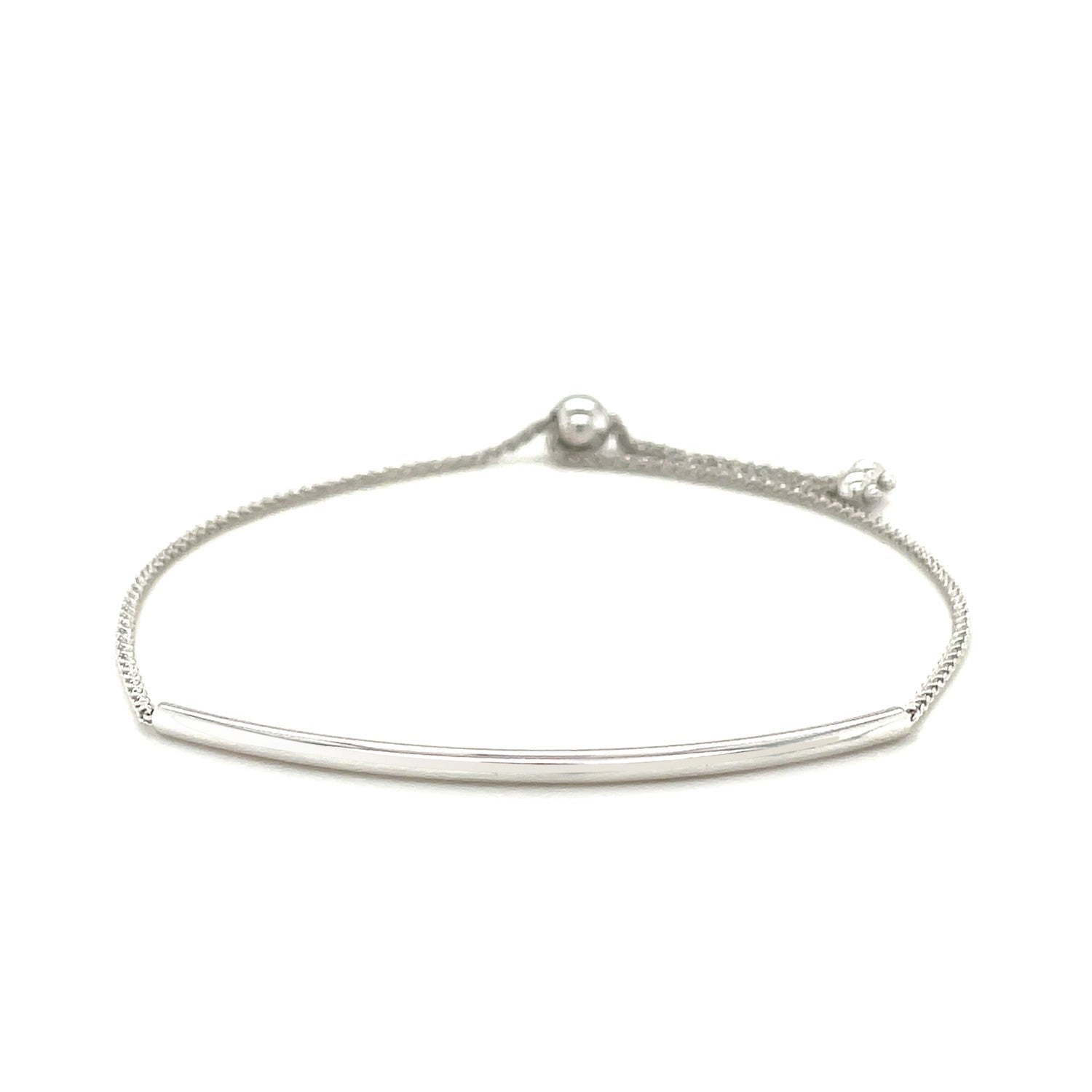 14k White Gold Smooth Curved Bar Lariat Design Bracelet Bids.com